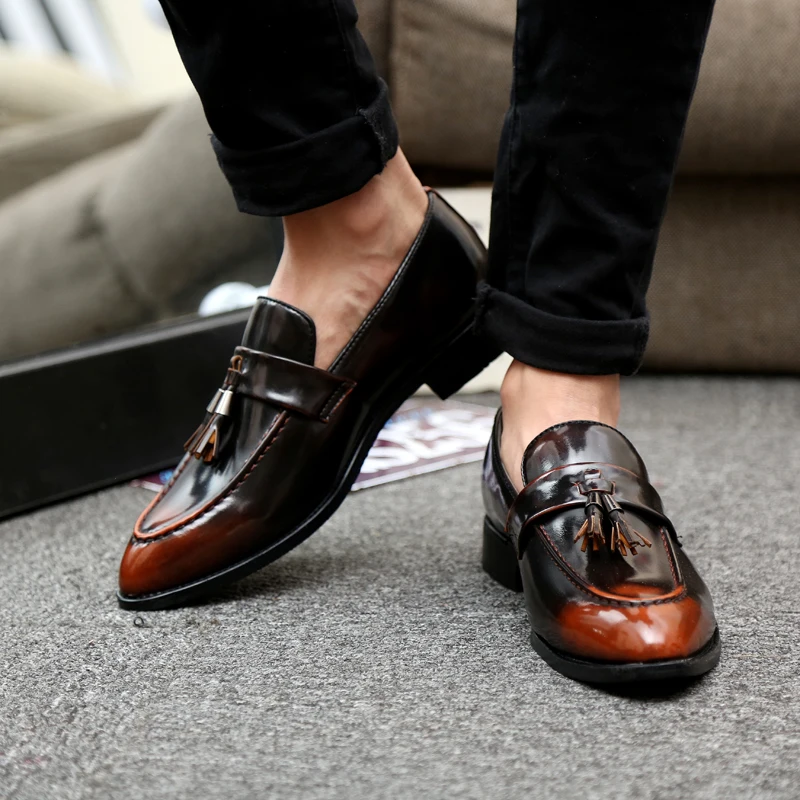 WOLF WHO Classic Men Shoes Breathable Comfortable Men Loafers Luxury Brand Men Dress Shoes For Wedding Dating Men's Flats X-199