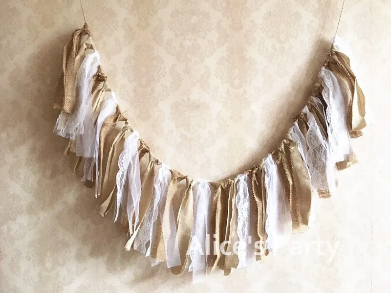 В рустикальном стиле кружевная гирлянда украшения для свадебной вечеринки