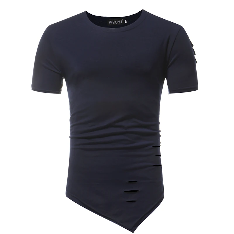 Мужская длинная футболка в стиле хип-хоп Повседневная Длинная с коротким рукавом