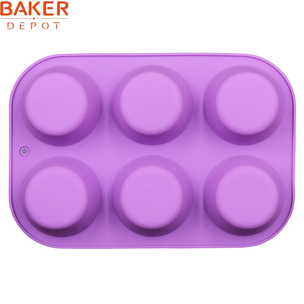 BAKER DEPOT, силиконовая форма для мыла, форма для Маффин кекса круглая форма для выпечки, форма для торта, 6 отверстий, свеча, ледяной пудинг, мыло ручной работы