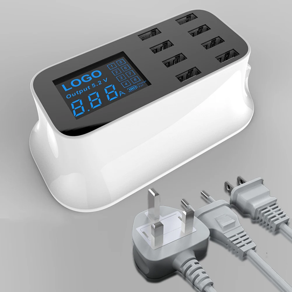 Новое поступление 40 Вт Настольный 8 usb портов ЖК-дисплей Быстрая зарядная док-станция зарядное устройство адаптер usb-хаб штепсельная вилка стандарта Великобритании штепсельная вилка стандарта США ЕС