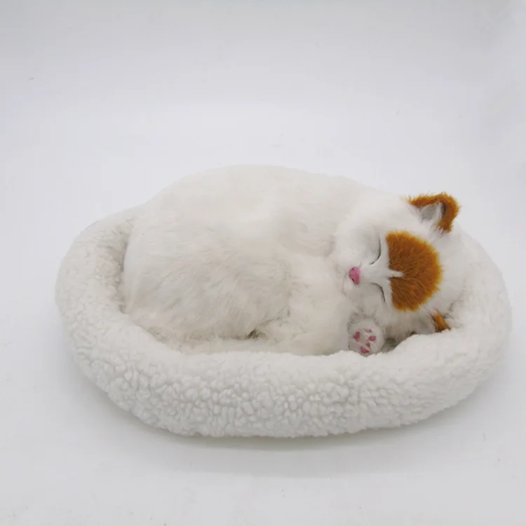 Новая модель дышащей кошки из полиэтилена и меха Спящая кошка кукла украшение