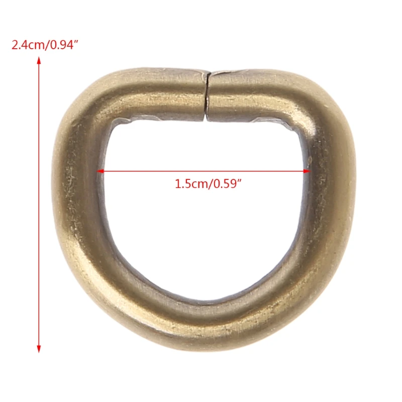 

THINKTHENDO 10pcs New 15mm Metal Strap Belt Web D Ring Buckle Clasp Handbag Leather Bag Purse Bag Accessories Buckle