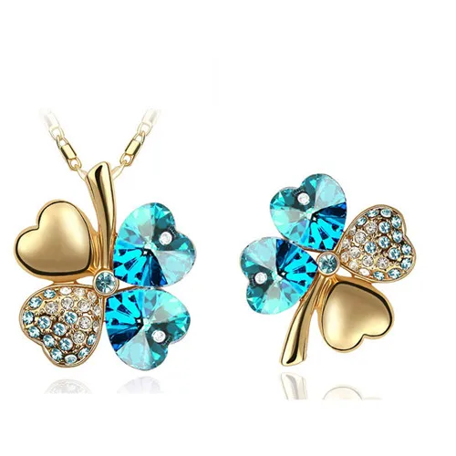 Австрийский Кристалл Клевер 4 листья очарование кулон модное ожерелье брошь