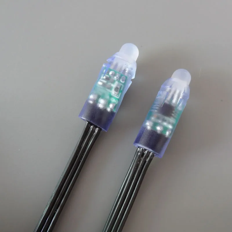 Mokungit 500 шт. 5 в 12 В черный провод WS2811 WS2801 IC светодиодный круглый пиксельный