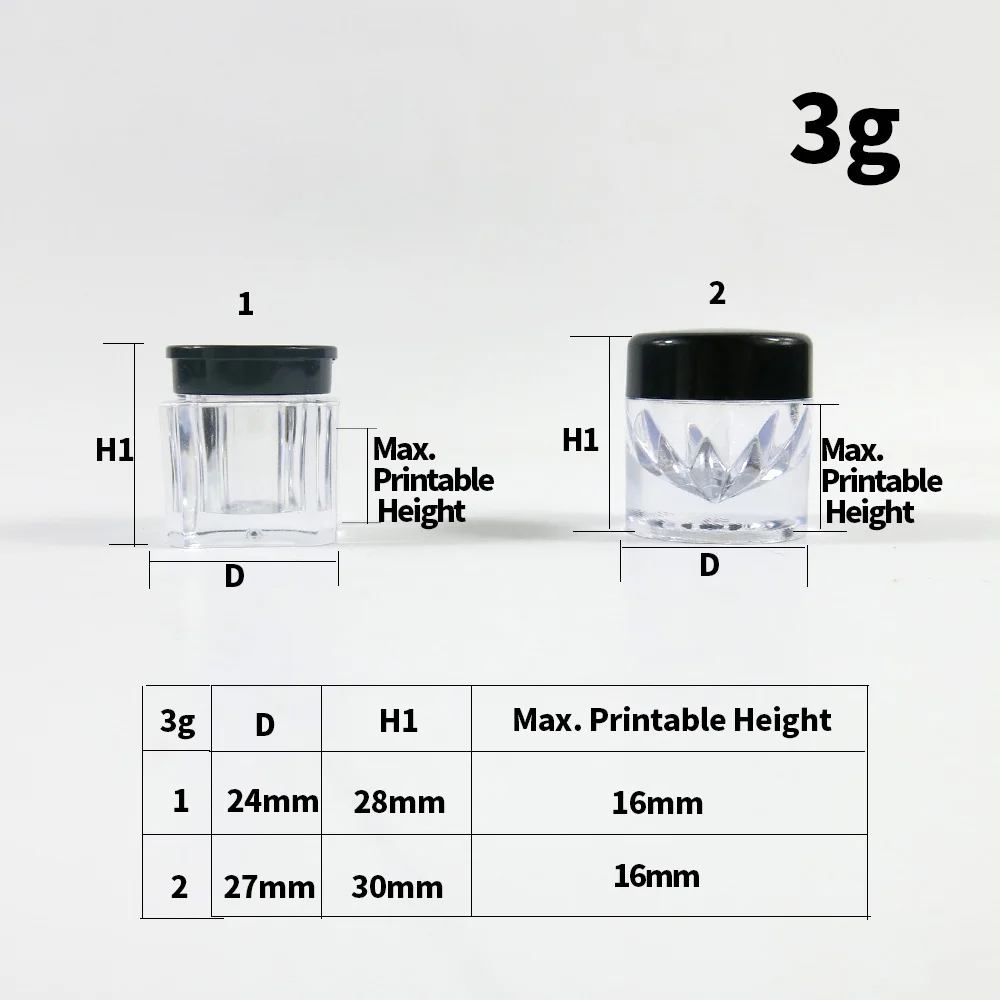 50 x 3g мини милый маленький образец порошка банка с черной крышкой пластиковые косметические контейнеры чехол 3cc маленький пластиковый макияж лицо порошок контейнер