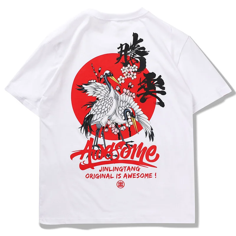 HISTREX, хлопок, японский стиль, уличная одежда Crane Homme, брендовая одежда для мужчин, футболка в стиле хип-хоп, летние футболки 6WG99