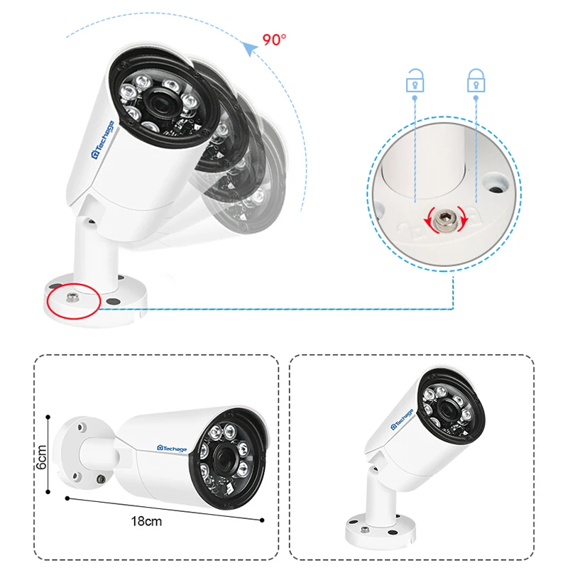 Techage 4CH 4MP AHD DVR комплект системы видеонаблюдения водостойкая наружная камера ИК