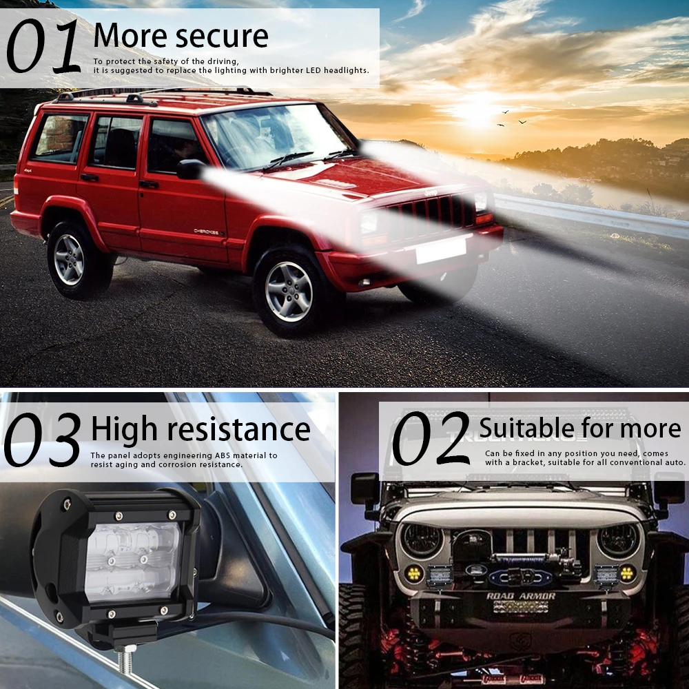 CO светильник Led бар 4 дюйма светодиодный рабочий 12 в 24 6000 К DRL авто противотуманный