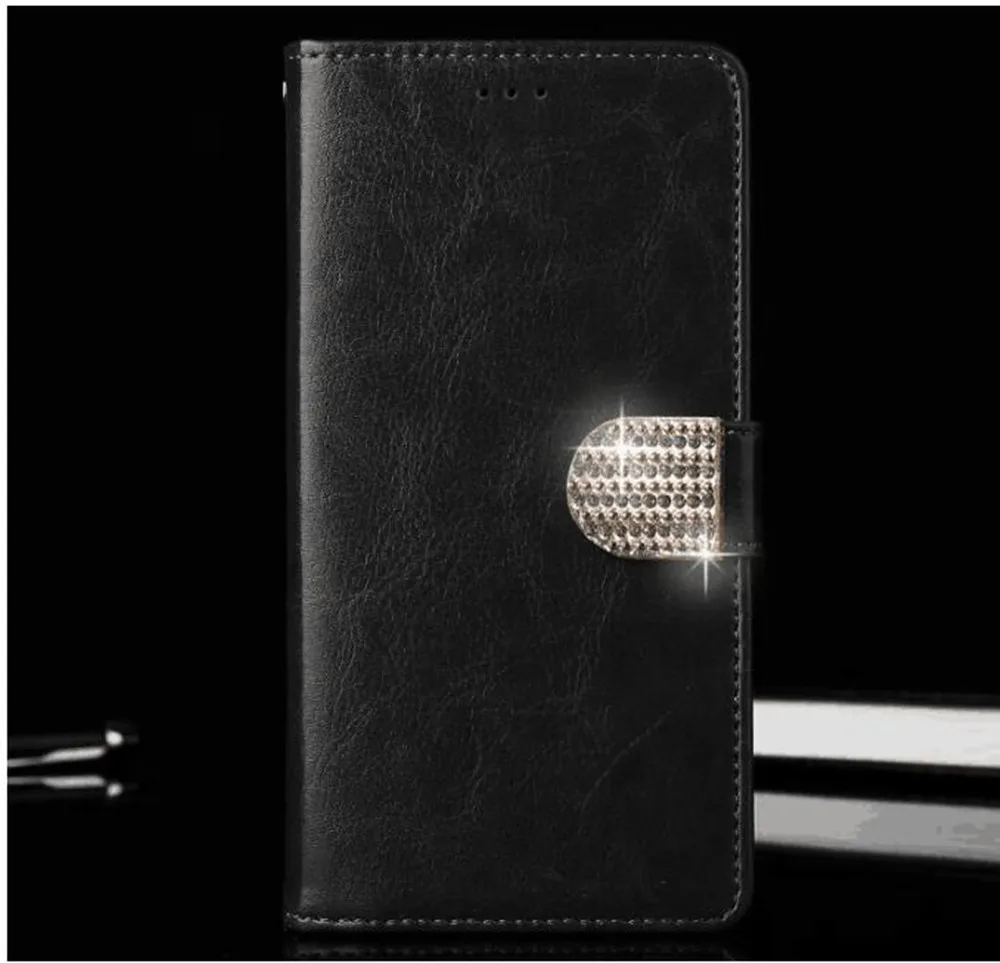 Black With diamond Роскошный флип-чехол из искусственной кожи+ Чехол-бумажник для Ulefone S9 S7 S8 U007 U008 Pro T1 защитный флип-чехол для телефона - Цвет: Black With diamond