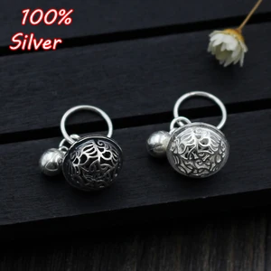 925 Стерлинговое Подвески серебряного цвета античный резные колокольчики Fit Браслет Кулон DIY ювелирные изделия