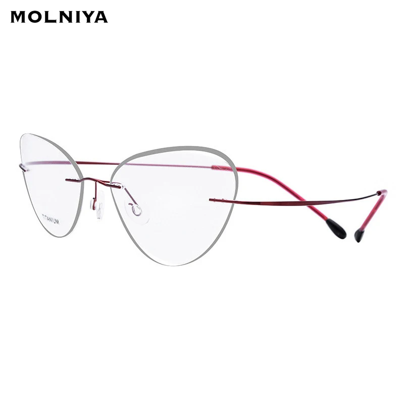 Женские титановые очки без оправы ультралегкие для чтения кошачий глаз