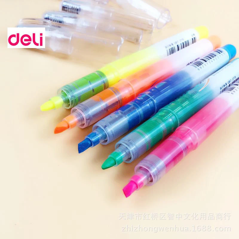 12 шт./лот школьные и офисные текстовые разделители Deli цветные маркеры для