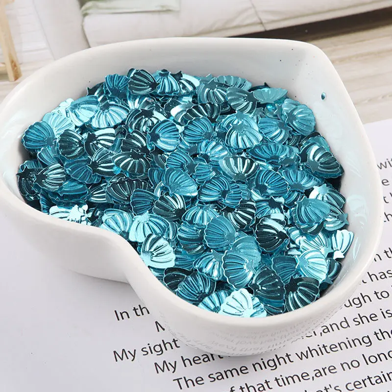 Sky Blue 10g/pack 7mm Sea Shell Sequins Paillettes Sewing Material,Wedding Craft,Women Garment Kids DIY Accessories - Color: Sky Blue