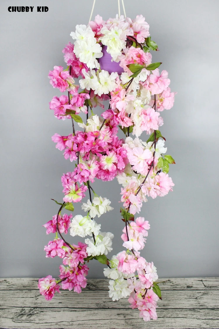 12 шт./лот! Оптовая продажа 100% искусственные цветы вишни Hi-Q лоза свадебная арка