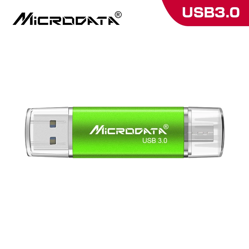 Флеш-накопитель Usb OTG3.0 с вращением, 128 ГБ, 64 ГБ, 32 ГБ, 16 ГБ, OTG, высокоскоростной флеш-накопитель 32 ГБ для телефона, USB3.0, карта памяти с реальным объемом - Цвет: Зеленый