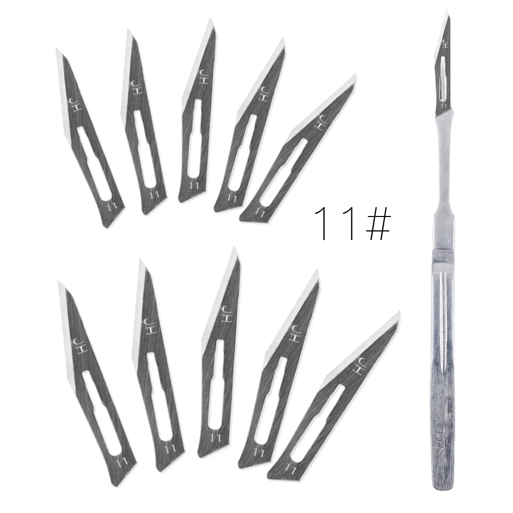 1Pcs Extended Handle Scalpel Knife with 10Pcs Surgical Blades 10# 11# 12# 15# Animal PCB Repair | Инструменты