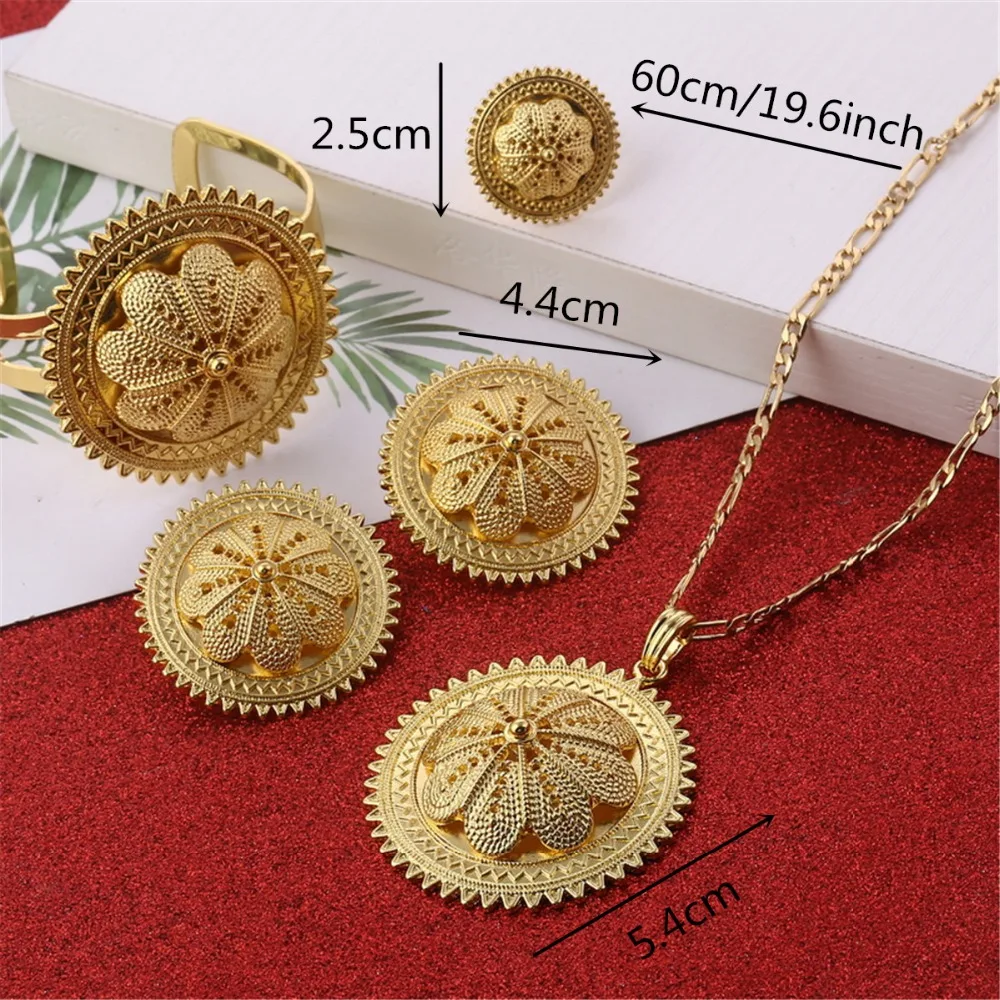 Модный комплект ювелирных изделий золотого цвета в Дубае для эфиопских