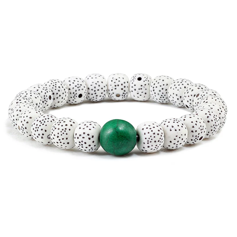 Dark Green Классические Хрустящие деревянные бусины натуральный камень браслет для мужчин и женщин Будда для молитвы Медитации из бисера браслет на запястье амулет Йога ювелирные изделия - Окраска металла: Dark Green