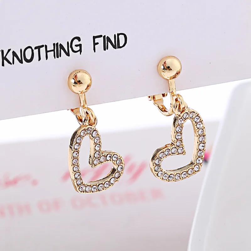 2019 Fashion Crystal Heart Earcuff Tassel Earring Clip For Woman Girl without piercing Gift Zircon |
