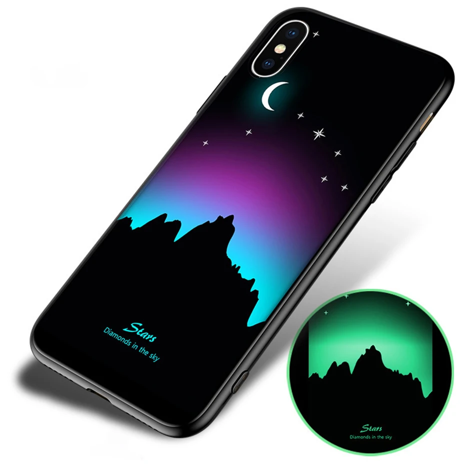 Светящийся чехол для Iphone X 7 Plus 6 6S окрашенный с картинкой из сериала Teen Wolf мягкий