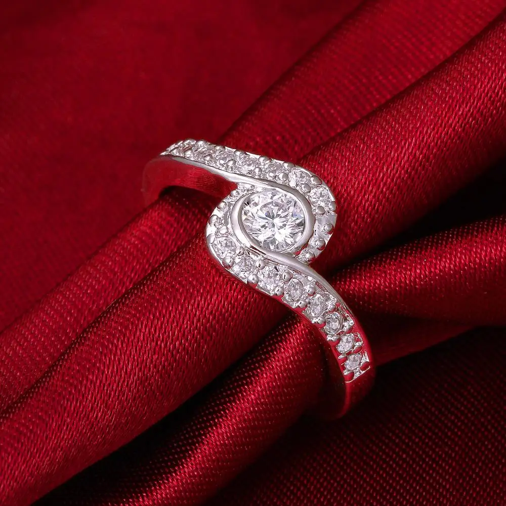 Кольцо с фианитом круглой формы посеребренное фианитом|zircon ring|princess cutring men |