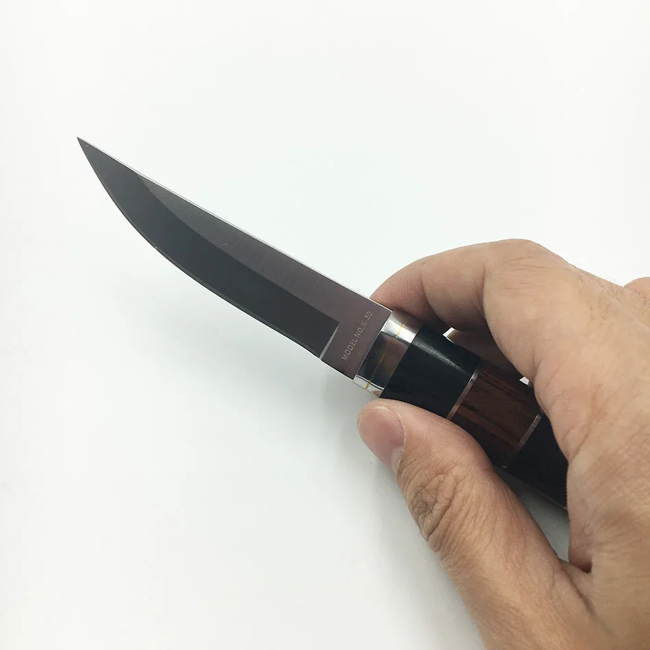 Colour wood+ steel handle Outdoor Camping knife Portable Survival Hunting knives with scabbard fixed blade | Инструменты