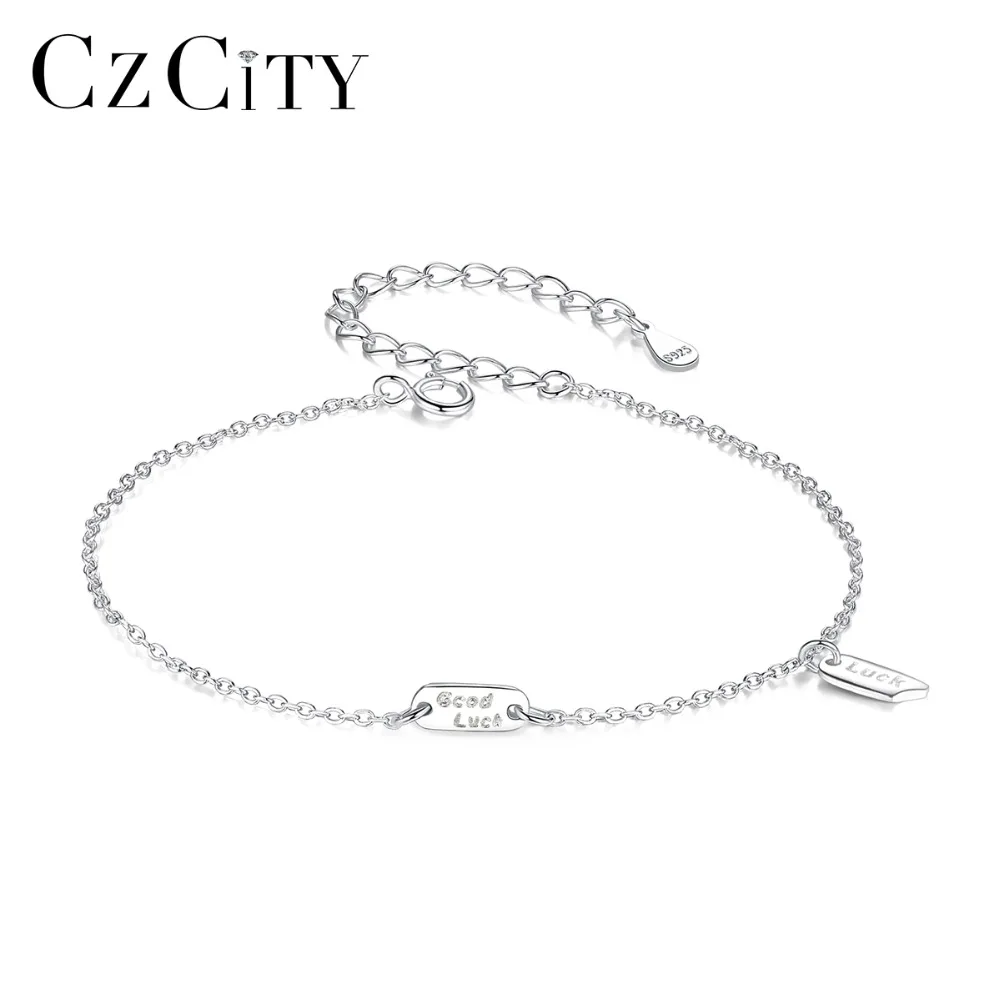 CZCITY,, 925 пробы, серебряный, на удачу, очаровательный браслет для женщин, простые, модные, вечерние, для свиданий, женские браслеты, хорошее ювелирное изделие