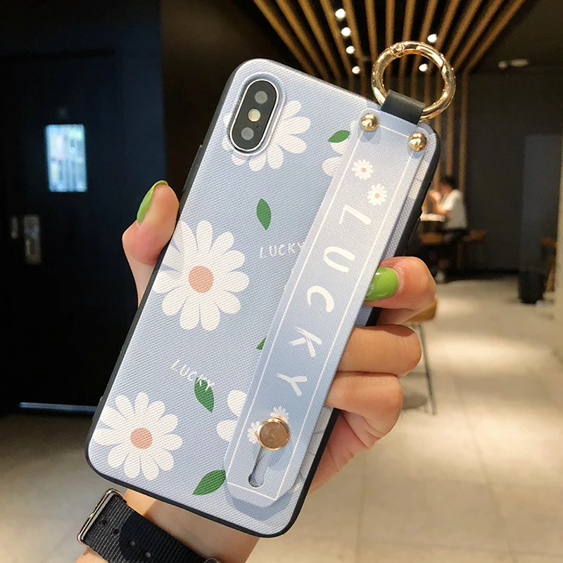 SoCouple чехол для телефона с ремешком для iphone XR 11 Pro Max чехол на запястье для iphone 7 8 6 6S plus X Xs max чехол из ТПУ с цветочным рисунком