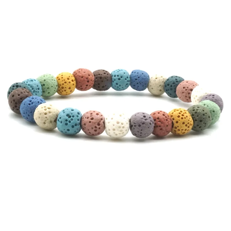 

8 мм Красочные Бусины из лавы браслет сделай сам ароматерапия эфирное масло диффузор Браслет Йога нить ювелирные изделия