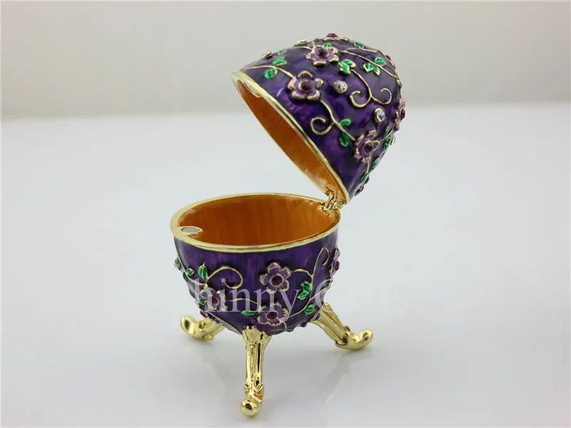 Pewter Enamel Handmade Gift Crystal metal Easter Egg Trinket Box Flower Decor Vintage Russia Magnet Craft | Дом и сад
