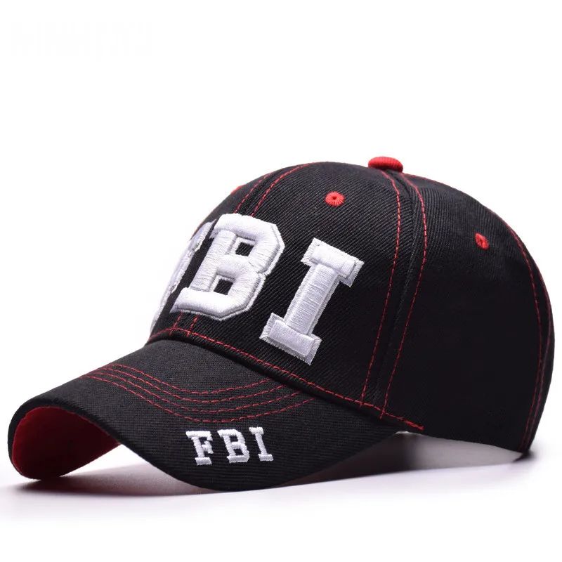 Высококачественная бейсбольная кепка с надписью FBI, брендовая бейсболка с вышивкой, тактическая Кепка Bone для мужчин и женщин, летняя кепка водителя-дальнобойщика в стиле хип-хоп - Цвет: black