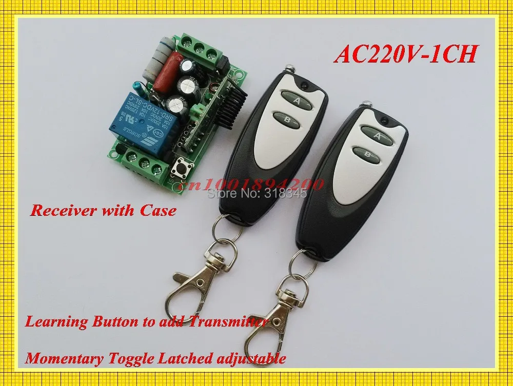 220В 1CH RF Беспроводная световая лампа LED SMD ВКЛ. Переключатель беспроводной приемник и 2 передатчика 10A Momenrary тумблер с защелкой 315/433