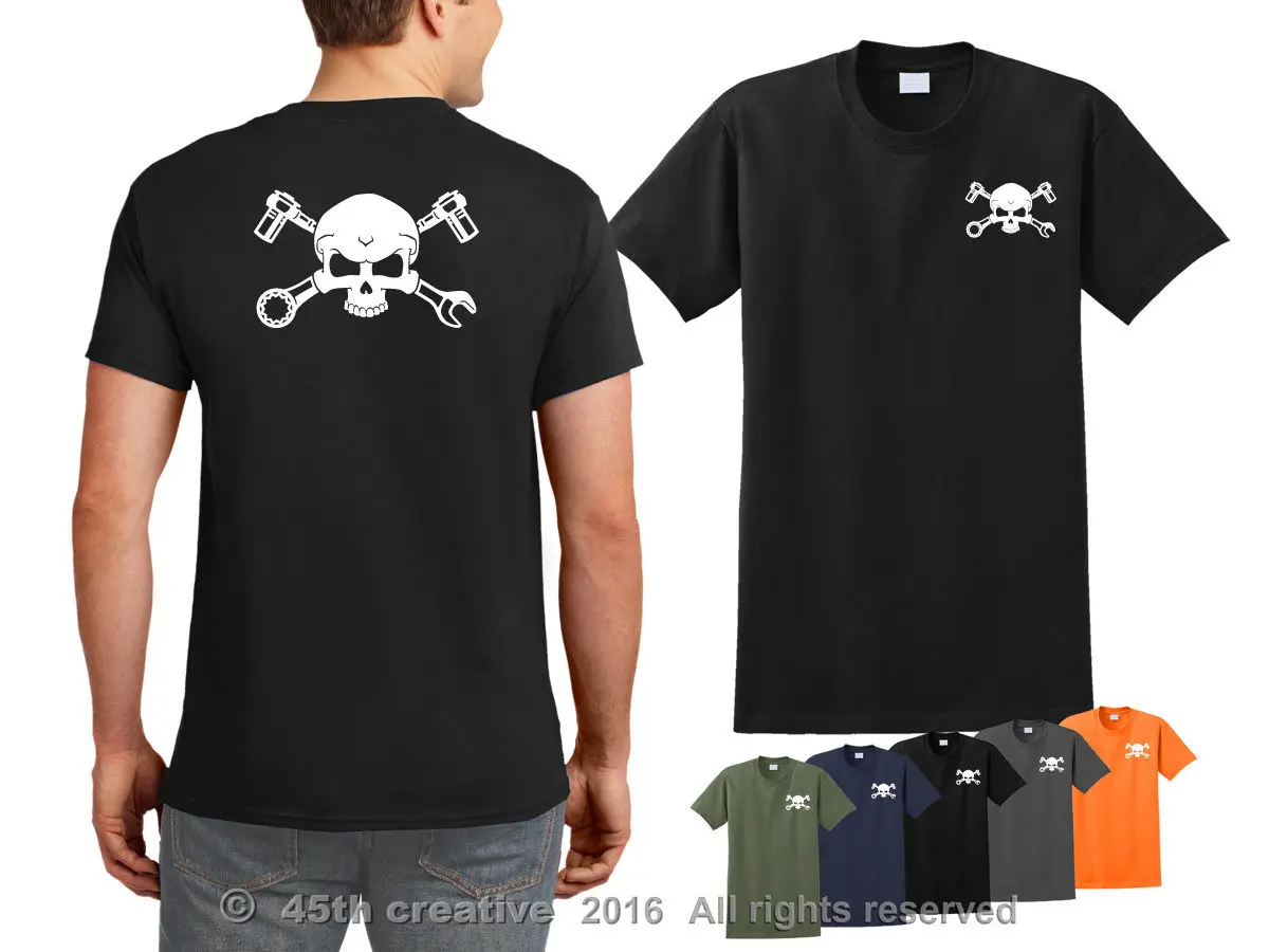 

2019 New Cotton T-shirt Mechanic T-shirt - mechanic's skull crossbones shirt - auto mechanic tee shirt Summer Style Tee Shirt