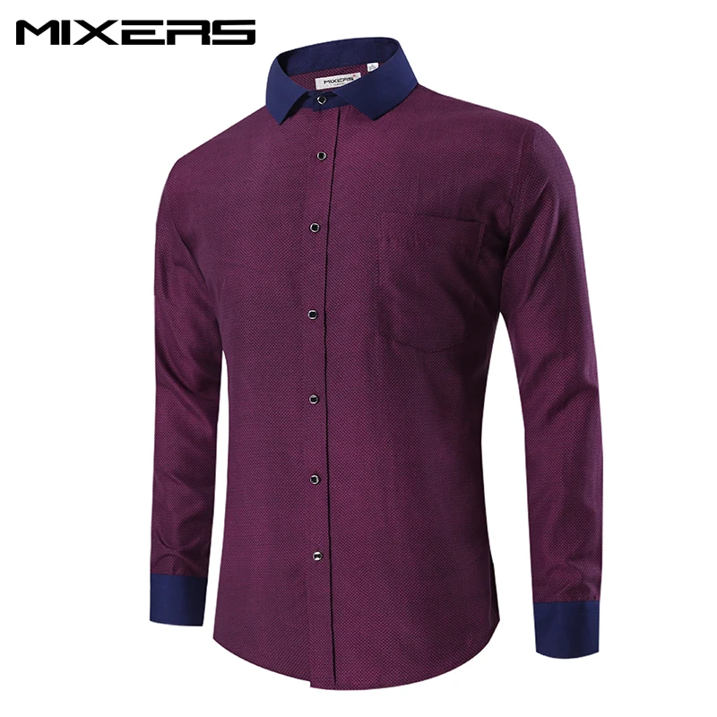 Новое поступление 2018 повседневные рубашки с принтом мужские официальные длинным