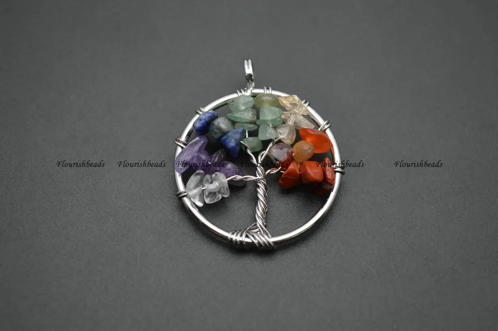 30mm Smaller Size Wire wrapped natural stone chips Life Tree pendants fit Fashion necklace or earrings making 10pc per lot |