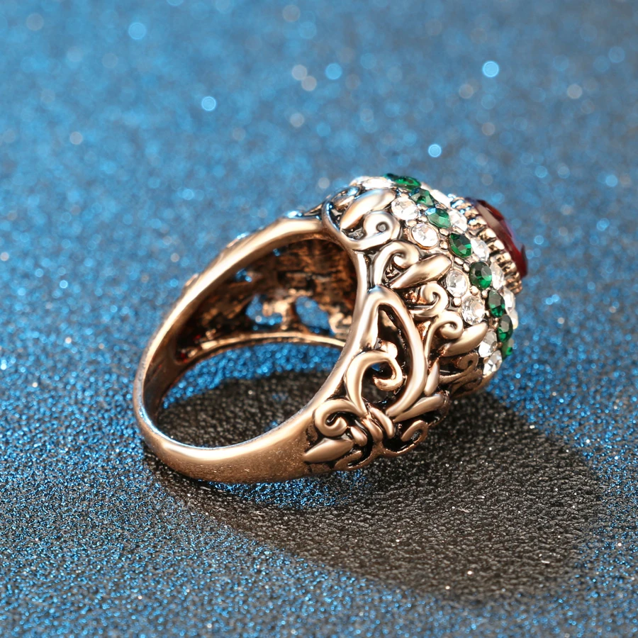 Новинка 2017 турецкие красные кольца античное золотистое женское ювелирное