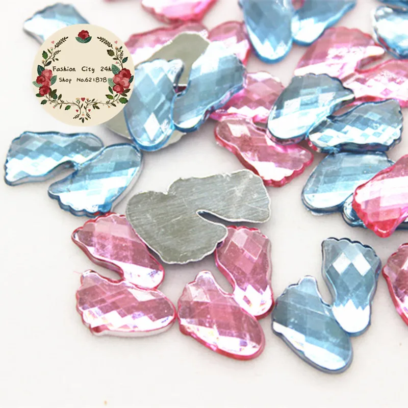 

100pcs 21*21mm Mix Colors Acrylic Little Feet Charm Flatback Cabochon DIY Baby Shower Decoration