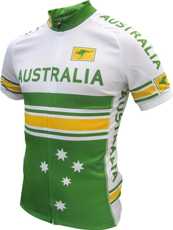 men jersey Велоспорт Джерси Австралия белый и зеленый и золотой и синий велосипед одежда мужская с коротким рукавом Одежда наружная дорога велосипедные рубашки анти-пот быстрый сухой - Цвет: men jersey
