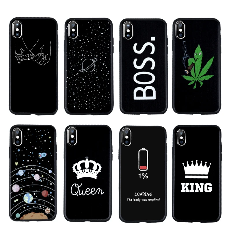 Silicone TPU Phone Case For iPhone 7 8 6 6s Plus X 5 5s SE XS Max XR Cover Cute Cartoon Love Heart Soft Black Capa 7S |