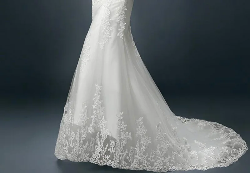 2015 новое поступление русалка кружева свадебное платье с half-рукава белый