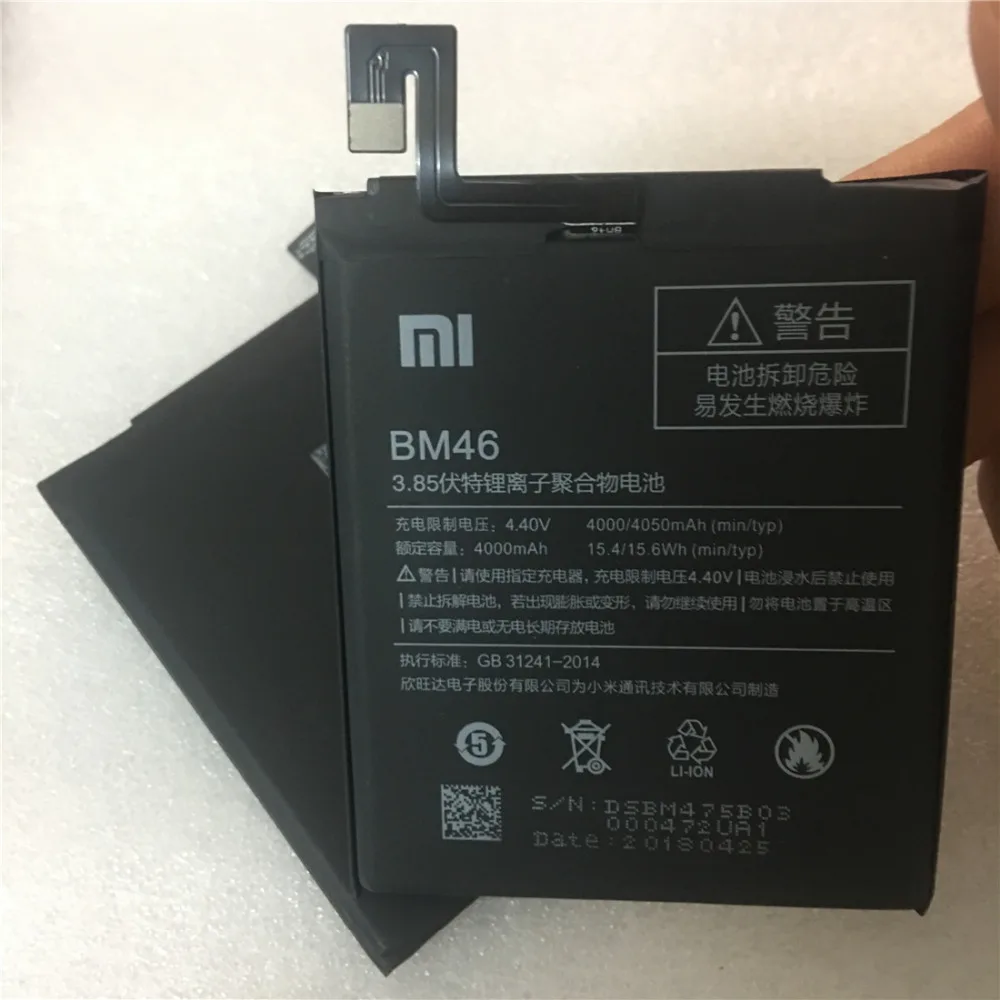 100% оригинальная запасная батарея BM46 4000 мАч для Xiaomi Hongmi Redmi Note3 Note 3 в наличии с
