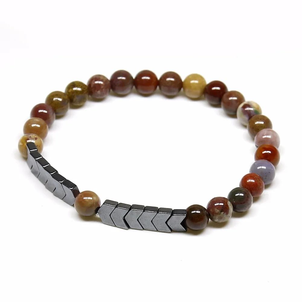 Мужской браслет с подвеской Зебра натуральный камень лечебные гематитовые