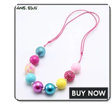 MHS.SUN New design baby chunky beads necklace diy red color bubblegum beaded necklace for kids girls adjustable rope jewelry 1pc