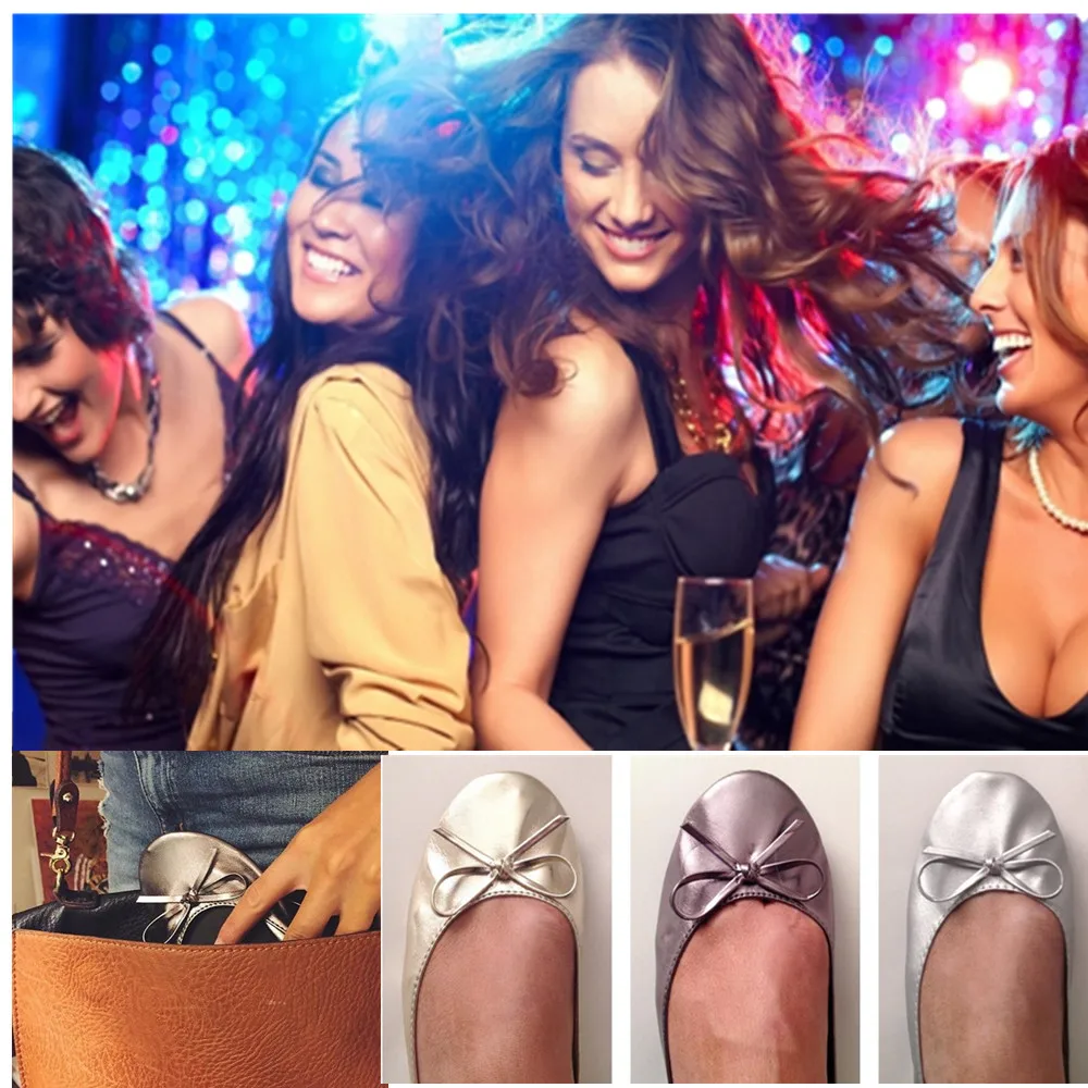 Aohaolee/Женская обувь складывающиеся балетки на плоской подошве портативные туфли