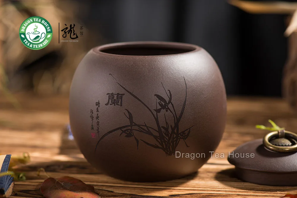 Коричневая ручная работа Исин зиша глина Орхидея чай Caddy кофейная канистра 500 мл 16