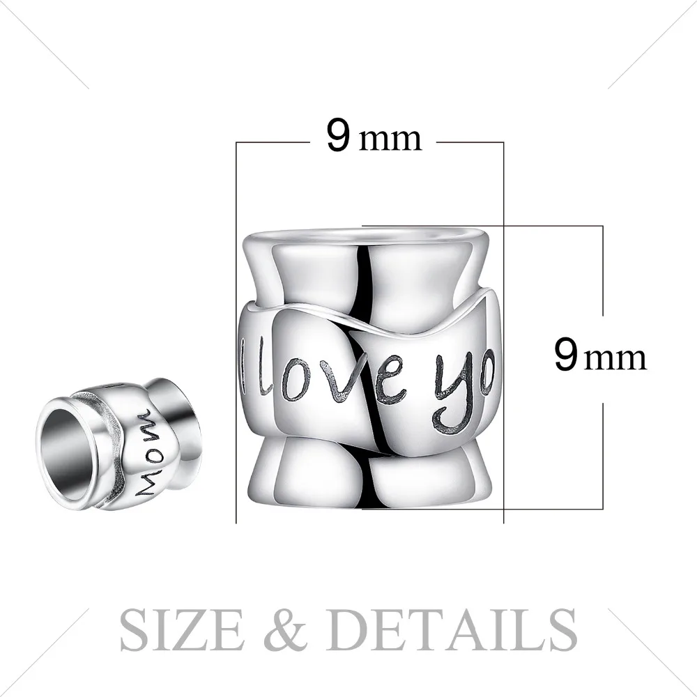 JewelryPalace 925 пробы серебро выгравированы I Love You Шарм бисер Fit Браслеты для вас мамы и