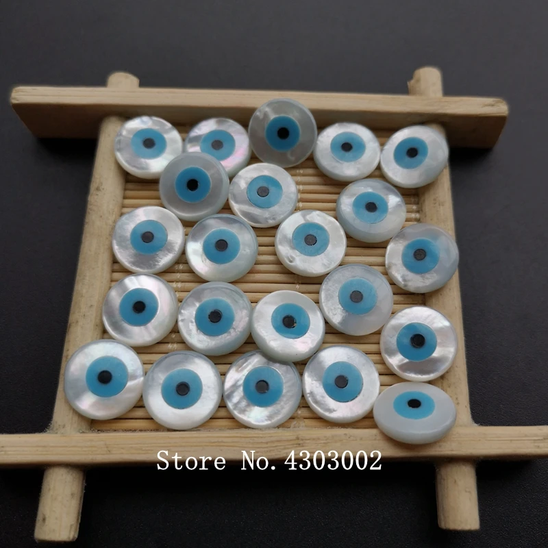 Шт./лот 12 мм Натуральная круглая Швабра голубого цвета с перламутром от сглаза