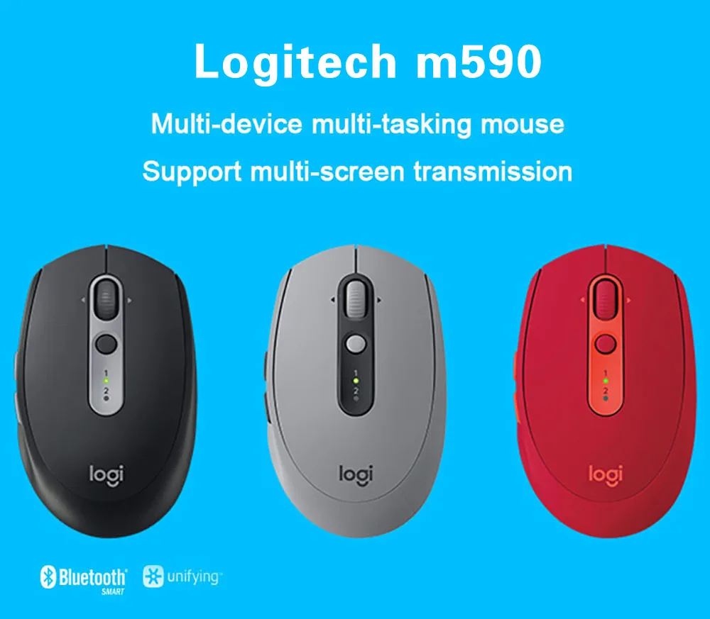 Многофункциональная Бесшумная беспроводная компьютерная мышь logitech M590 с Bluetooth для Windows 7,8, 10 Mac OX хромированная ОС Linux kerel 2,6