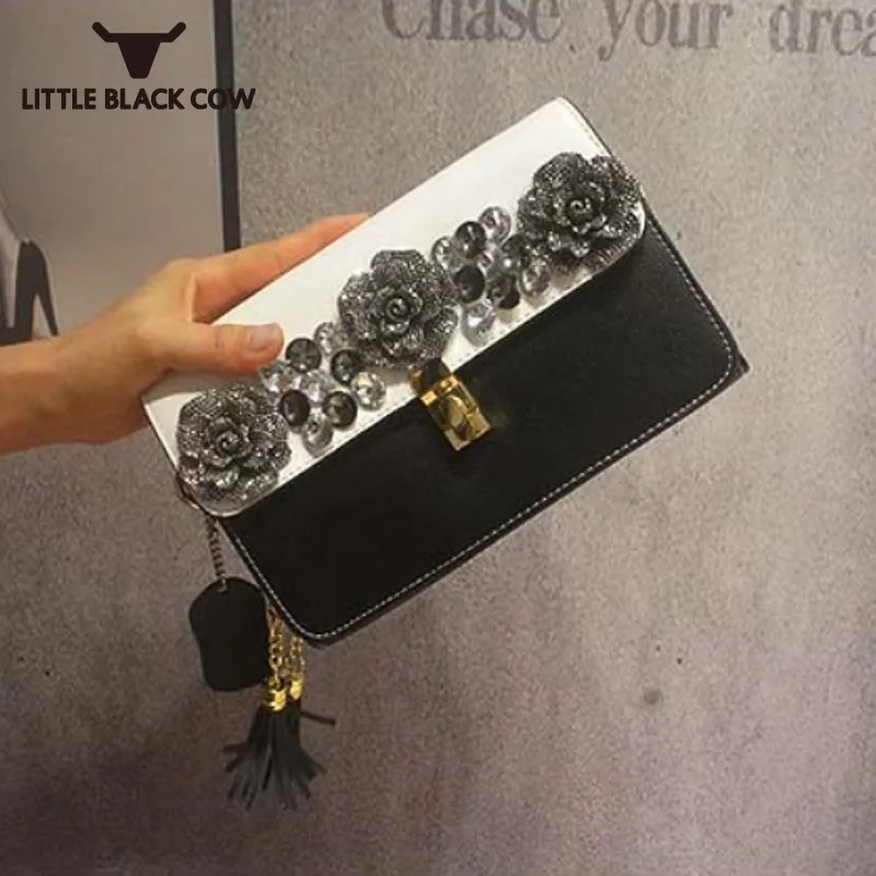 

Crystal Leather Crossbody Bags Women Famous Brand Clutch Small Bag New Fashions Diamonds Zipper Shoulder Bag Female